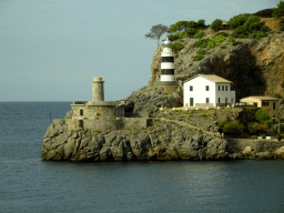 The Faro de Punta de Sa Creu lighthouse, viewed from the rental car on the Camí del Far street