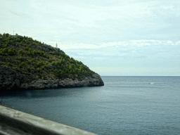 The Far des Cap Gros lighthouse, viewed from the rental car on the Camí del Far street