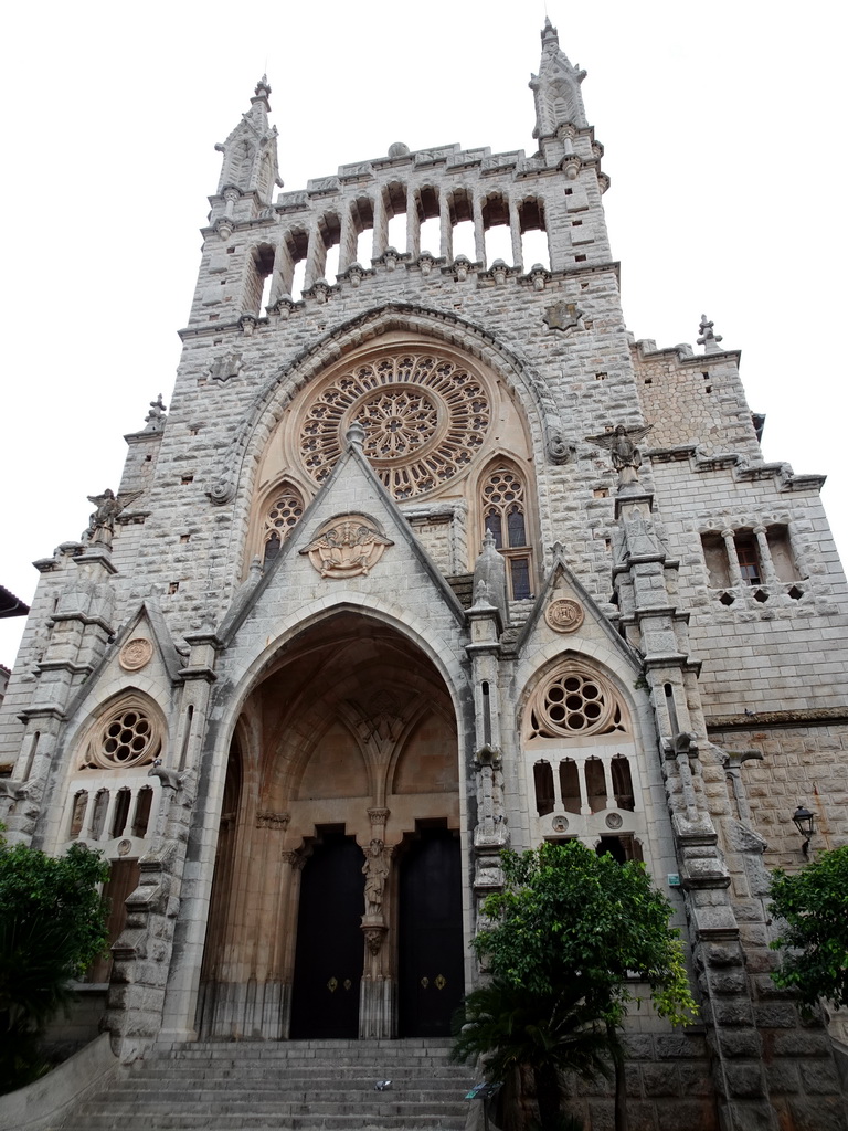 Front of the Església de Sant Bartomeu church at the Plaça Constitucio square