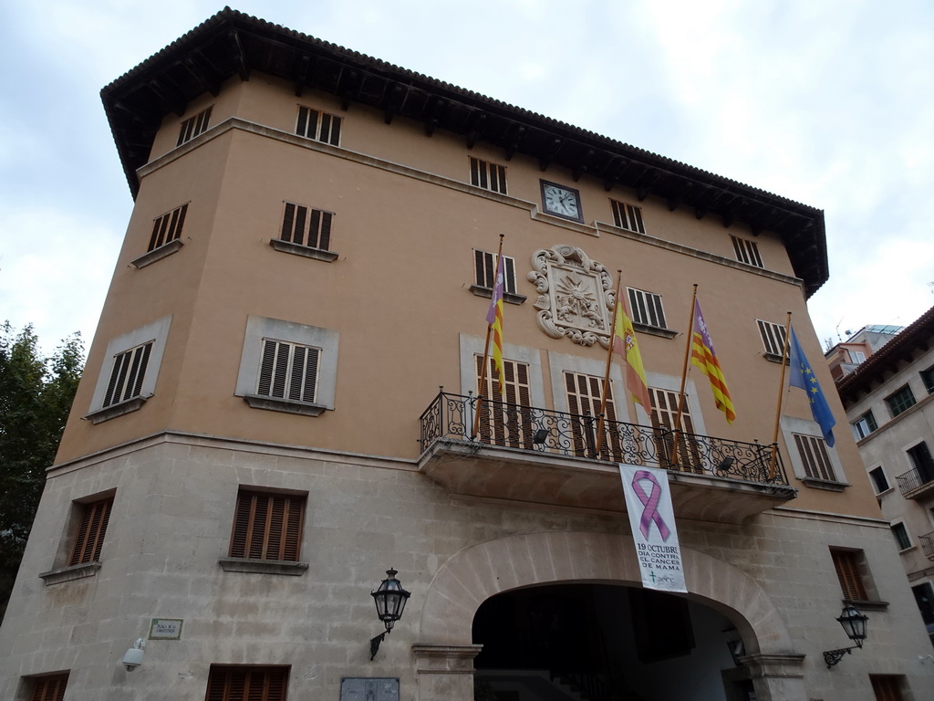 Facade of the Town Hall at the Plaça Constitucio square