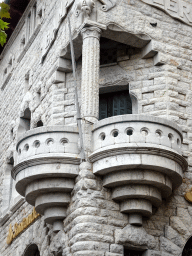 Balconies at the northwest side of the Banco Santander building at the Plaça Constitucio square