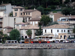 Tram at the Polígon de Sa Platja street, viewed from the Platja d`en Repic beach
