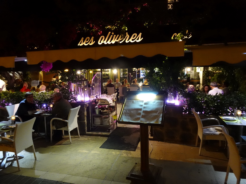 Front of the Restaurant Ses Oliveres at the Polígon de Través street, by night