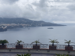 The town of Sorrento and the Tyrrhenian Sea, viewed from the roof terrace of the Hotel Mega Mare at the town of Vico Equense