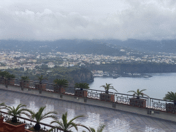 The town of Piano di Sorrento and the Tyrrhenian Sea, viewed from the roof terrace of the Hotel Mega Mare at the town of Vico Equense