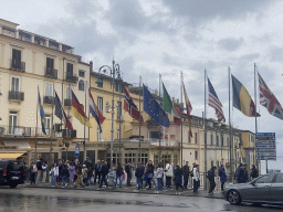 Flags at the north side of the Piazza Torquato Tasso square