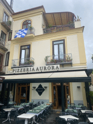 Front of the Pizzeria Aurora restaurant at the Piazza Torquato Tasso square