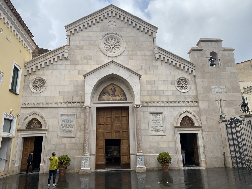 Front of the Cathedral of Saints Philip and James at the Via Santa Maria della Pietà street