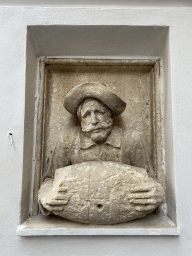 Relief in front of the Church of Santi Felice and Baccolo at the Via Torquato Tasso street