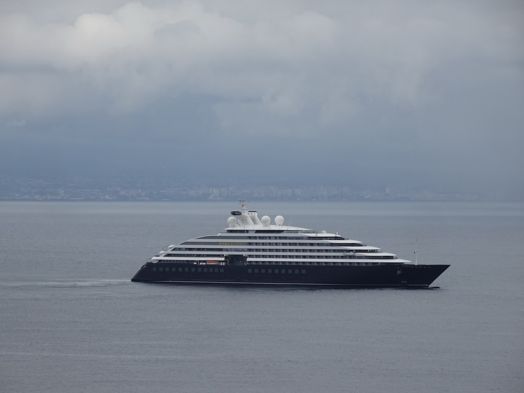 Boat in the Tyrrhenian Sea, viewed from the Piazza della Vittoria square