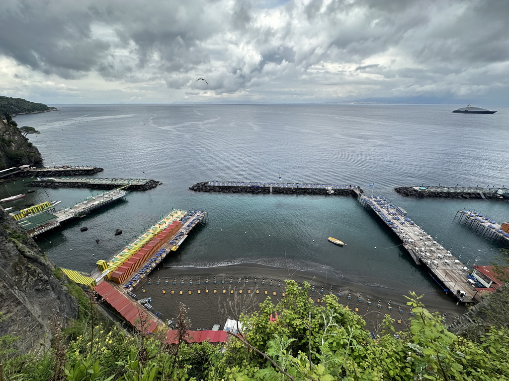 The piers at the San Francesco beach, viewed from the Piazza della Vittoria square