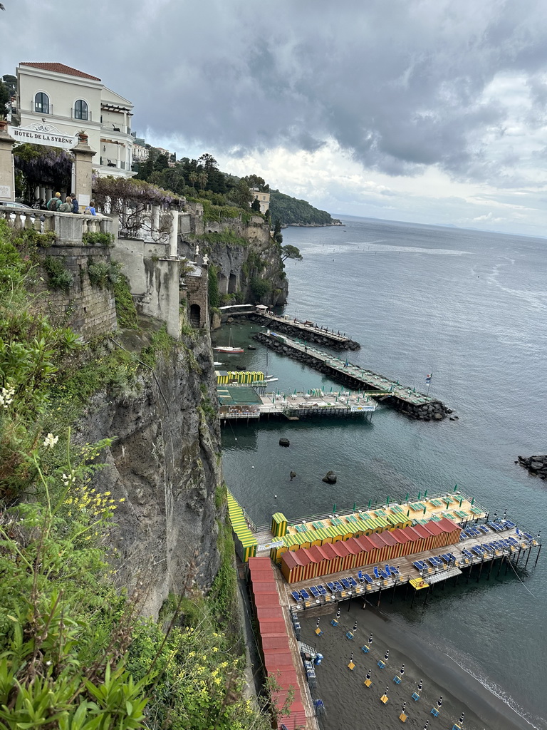 The piers at the San Francesco beach, viewed from the Piazza della Vittoria square