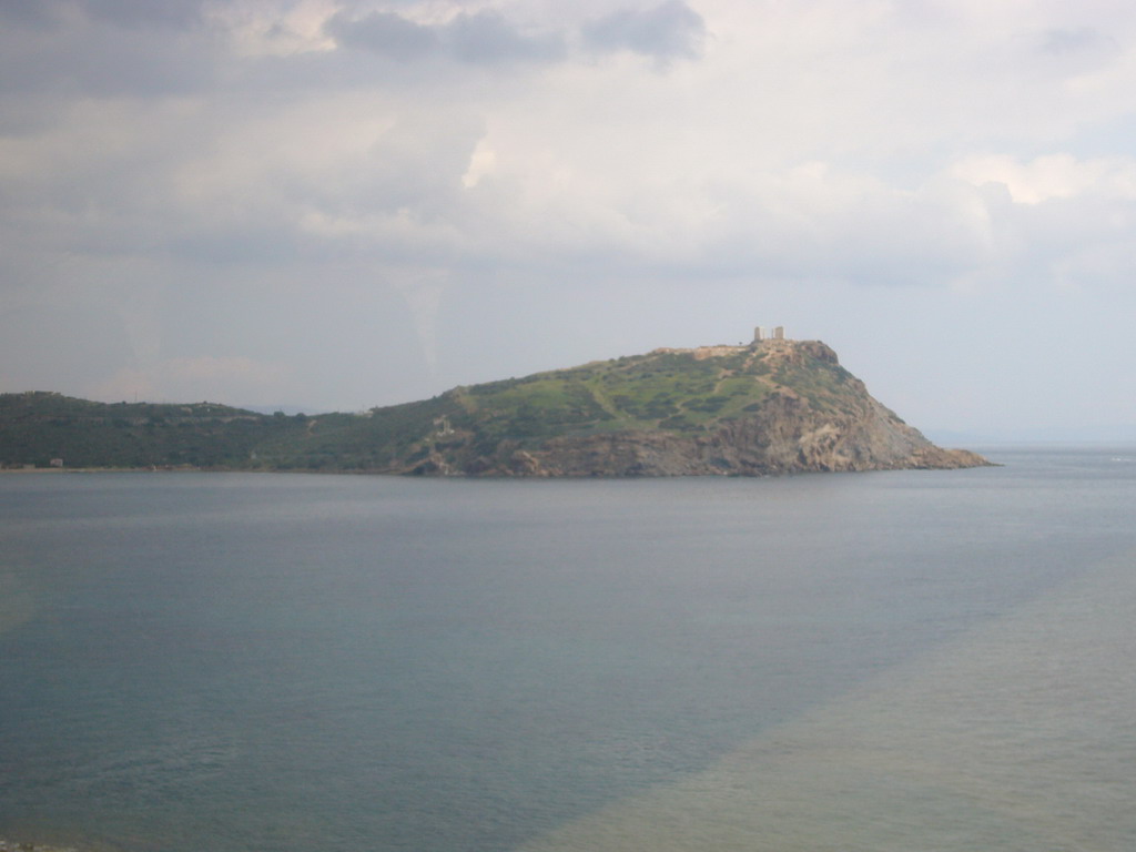 Cape Sounion from a distance, viewed from bus