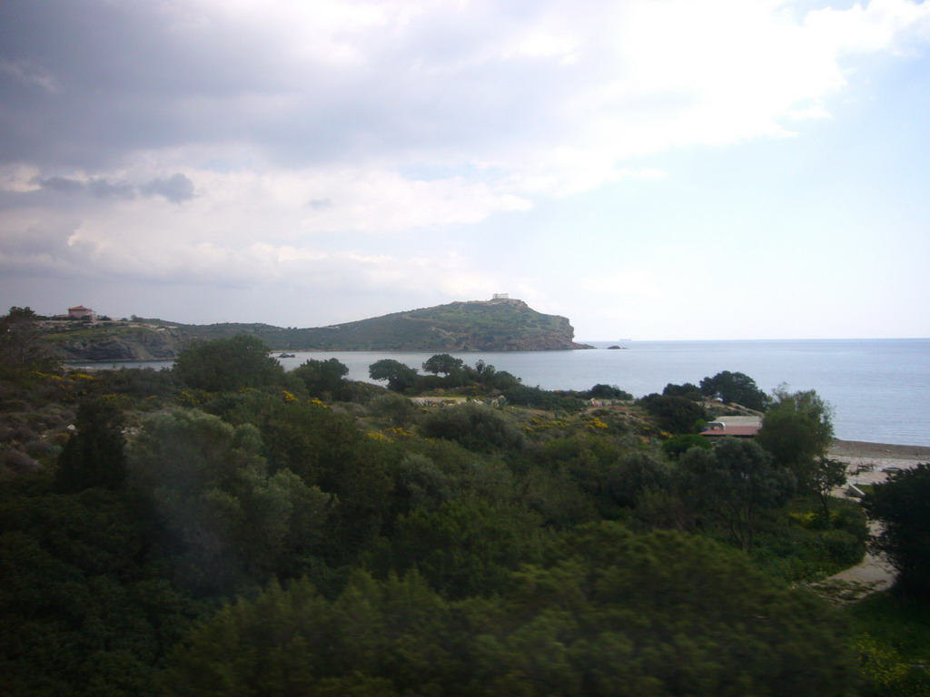 Cape Sounion from a distance, viewed from bus