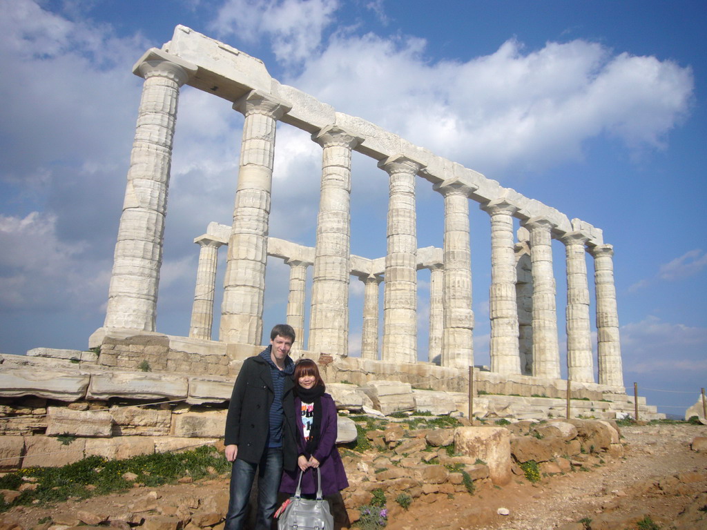 Tim and Miaomiao at the Temple of Poseidon