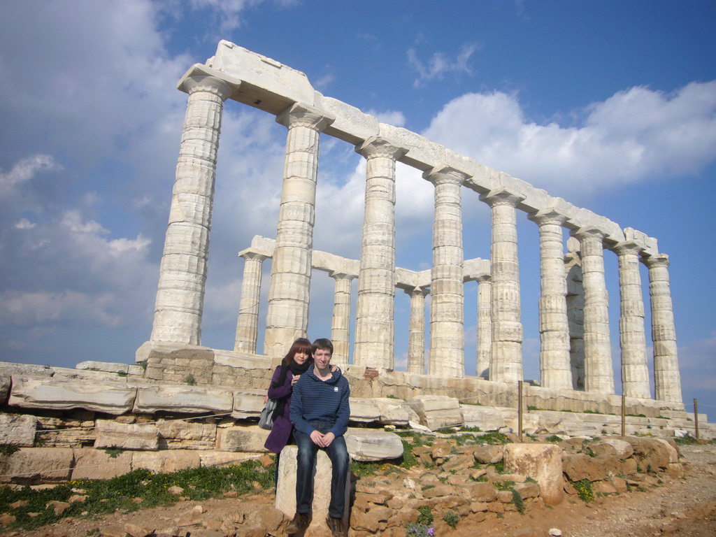 Tim and Miaomiao at the Temple of Poseidon