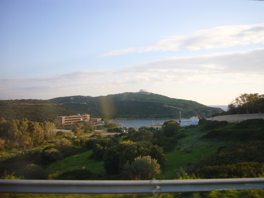 Cape Sounion from a distance, viewed from bus