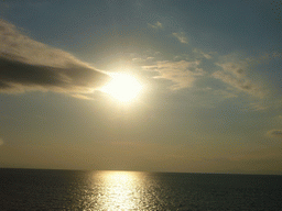 Sunset at the coastline of Attica, viewed from bus