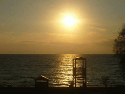 Sunset at the coastline of Attica, viewed from bus