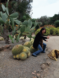 Mengjin with cactuses at the Arizona Cactus Garden of Stanford University