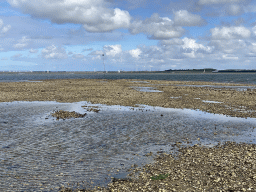 The National Park Oosterschelde, windmills and the Zeelandbrug bridge, viewed from the beach near the Dijkweg road