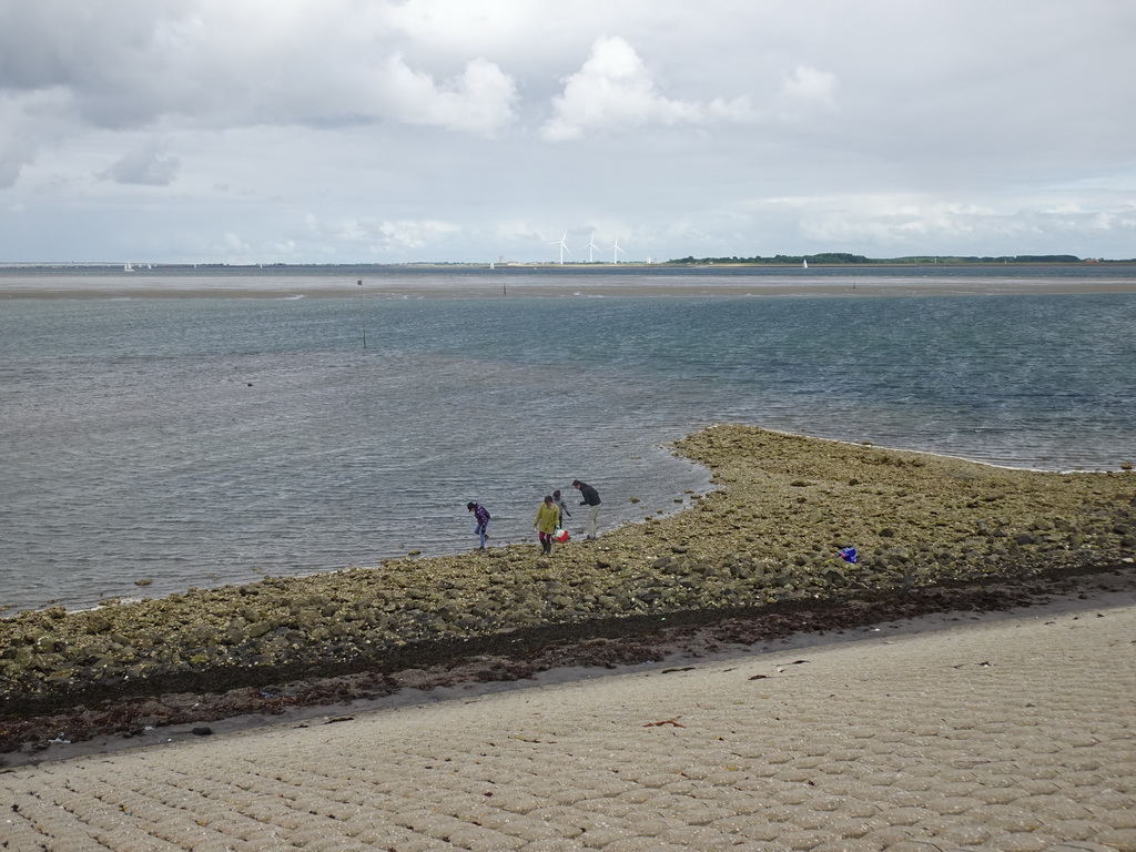 Miaomiao and our friends catching seashells at the beach near the Dijkweg road