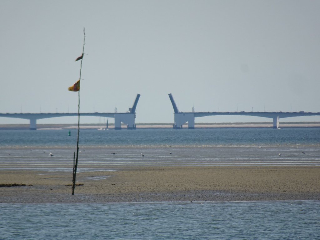 The National Park Oosterschelde and the Zeelandbrug bridge, viewed from the beach near the Dijkweg road