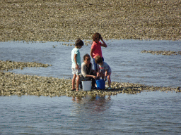 Our friends catching crabs at the beach near the Dijkweg road