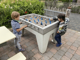 Max and his friend playing table football at the Oosterschelde Camping Stavenisse