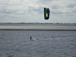 Kitesurfer at the National Park Oosterschelde, viewed from the beach near the Dijkweg road