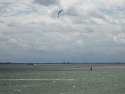 Kitesurfer at the National Park Oosterschelde, viewed from the beach near the Dijkweg road