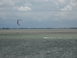 Kitesurfer at the National Park Oosterschelde, viewed from the beach near the Dijkweg road
