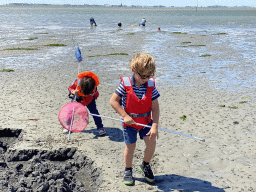 Max and his friend looking for seashells at the beach near the Dijkweg road