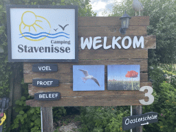 Sign at the entrance of the Oosterschelde Camping Stavenisse at the Scheldseweg road