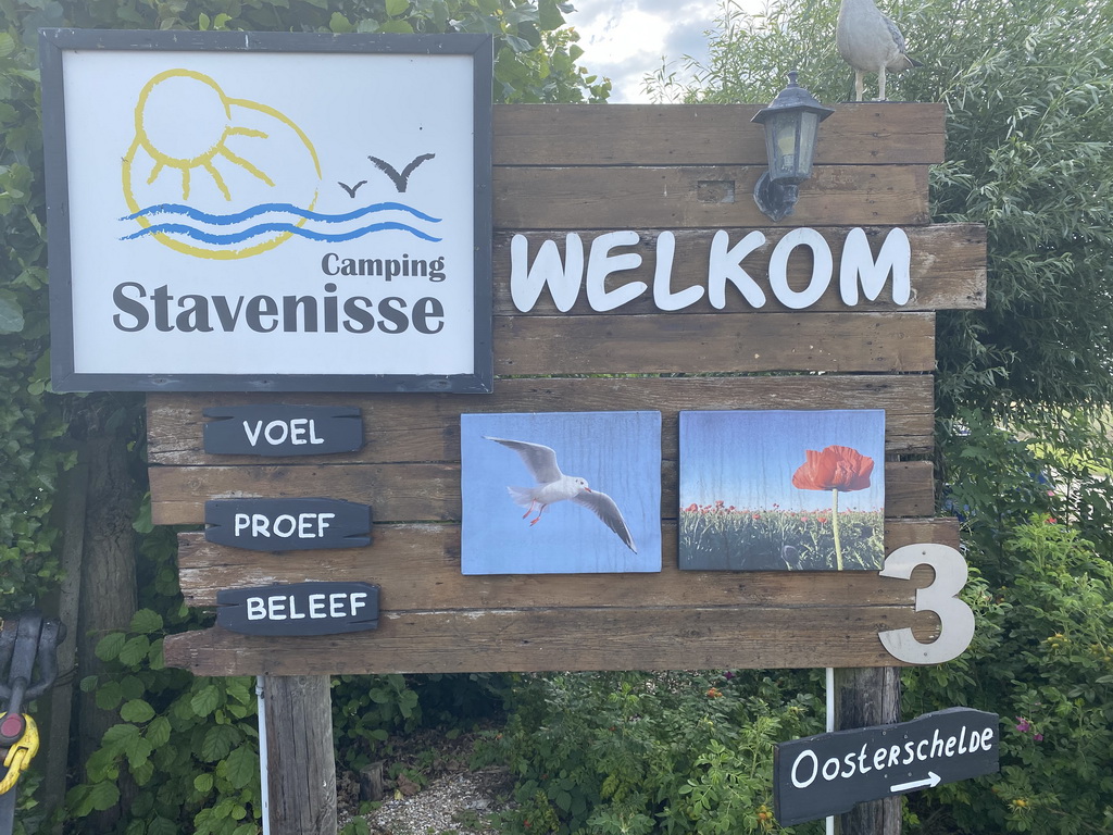Sign at the entrance of the Oosterschelde Camping Stavenisse at the Scheldseweg road