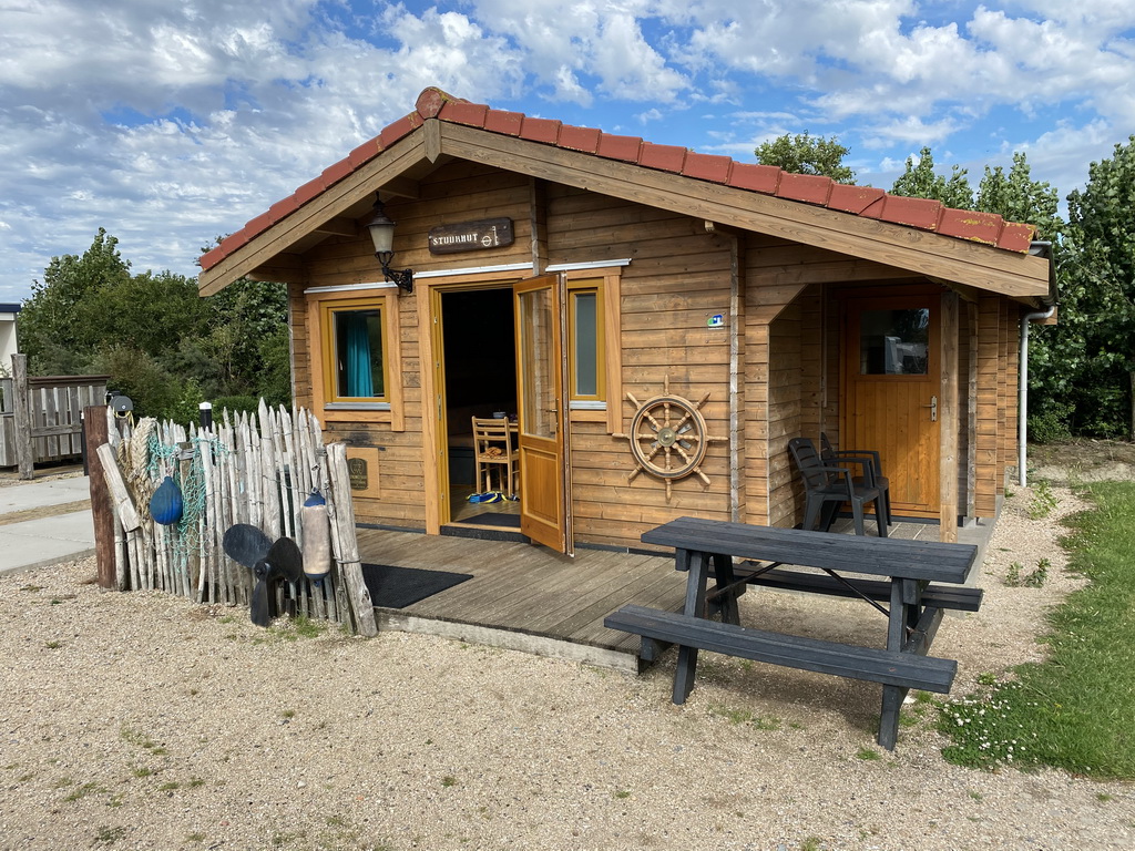 Front of the Stuurhut holiday home at the Oosterschelde Camping Stavenisse