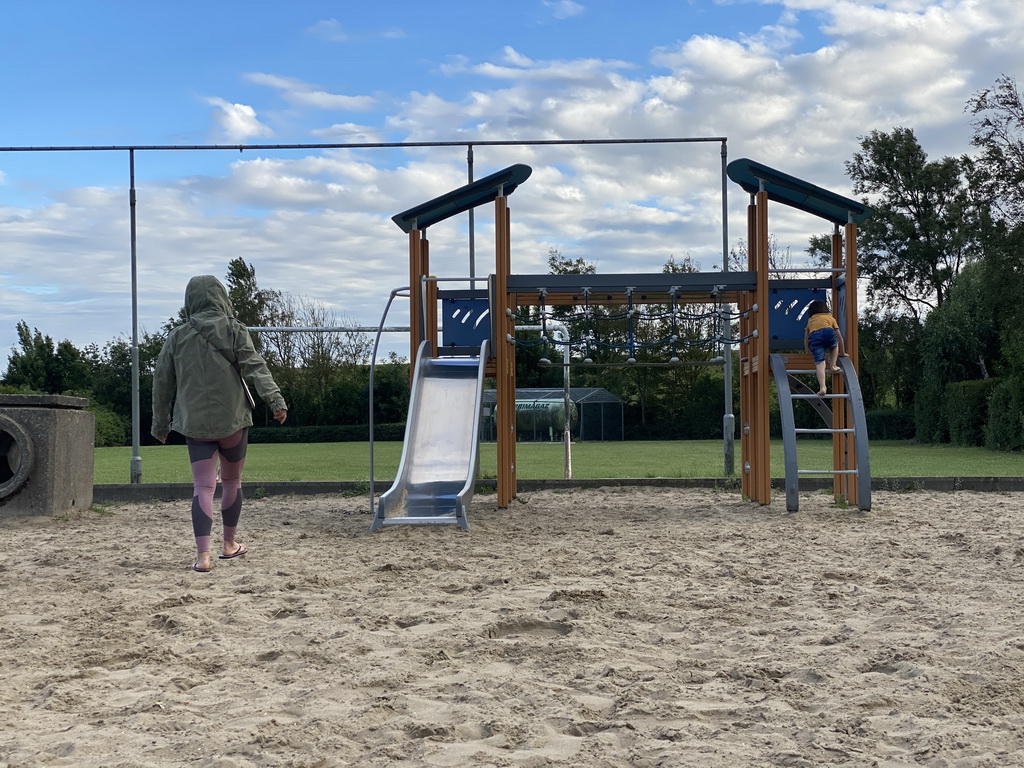 Miaomiao and Max at the playground at the Oosterschelde Camping Stavenisse