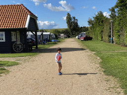 Max playing with a frisbee at the Oosterschelde Camping Stavenisse