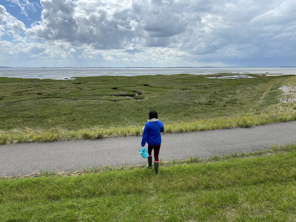 Miaomiao at the beach at the south side of the Dijkweg road