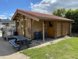 Right front of the Stuurhut holiday home at the Oosterschelde Camping Stavenisse