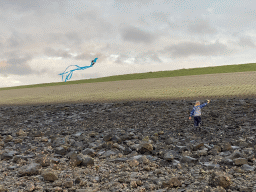 Our friend flying a kite at the beach near the Dijkweg road