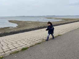 Max looking for seashells at the beach near the Dijkweg road