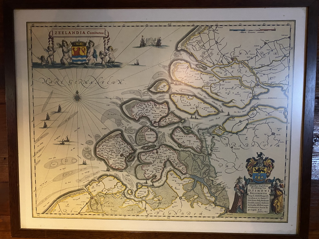 Old map of Zeeland at the restaurant of the Oosterschelde Camping Stavenisse