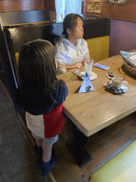 Miaomiao and Max having drinks at the restaurant of the Oosterschelde Camping Stavenisse