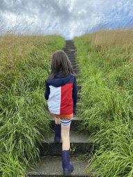 Max on the staircase to the beach near the Dijkweg road