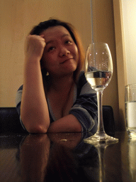 Miaomiao in the restaurant of the Clarion Hotel Stockholm