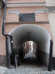 Passageway in the Stora Hoparegränd street in the Gamla Stan neighborhood