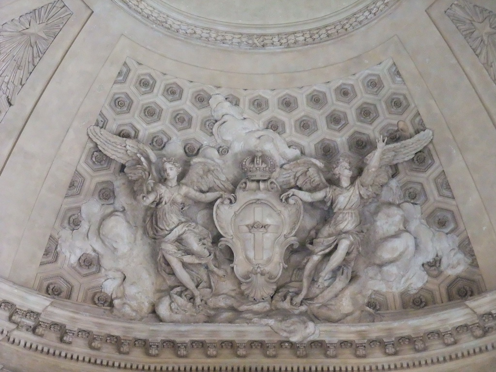 Stone relief above the entrance to the Royal Chapel at the southeast side of Stockholm Palace