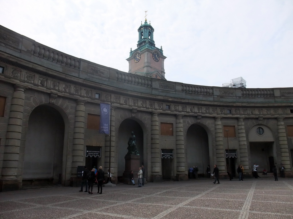 The Outer Court (Yttre Borgarden) of the Stockholm Palace, and the tower of the Saint Nicolaus Church