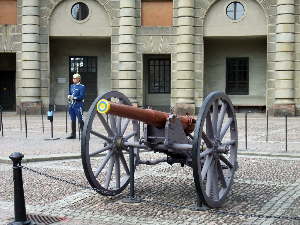 Cannon and Royal Guard at the Outer Court of the Stockholm Palace